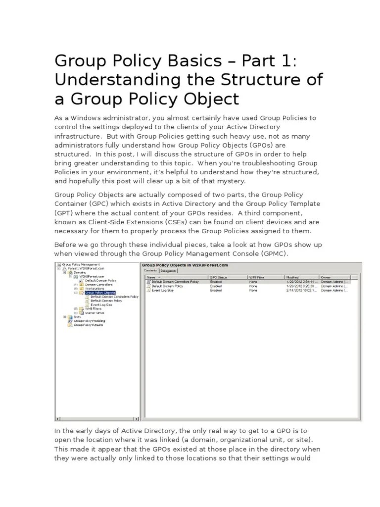 Group Policy Basics | PDF | Group Policy | Active Directory