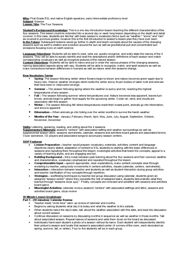 Shop by grade, subject or format to ensure your. First Grade Science Seasons Lesson Pdf Lesson Plan Curriculum