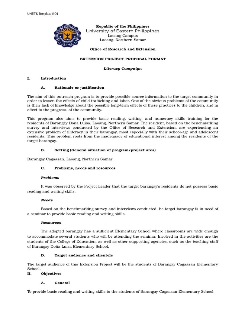 Extension Project Proposal | PDF | Literacy | Behavior Modification