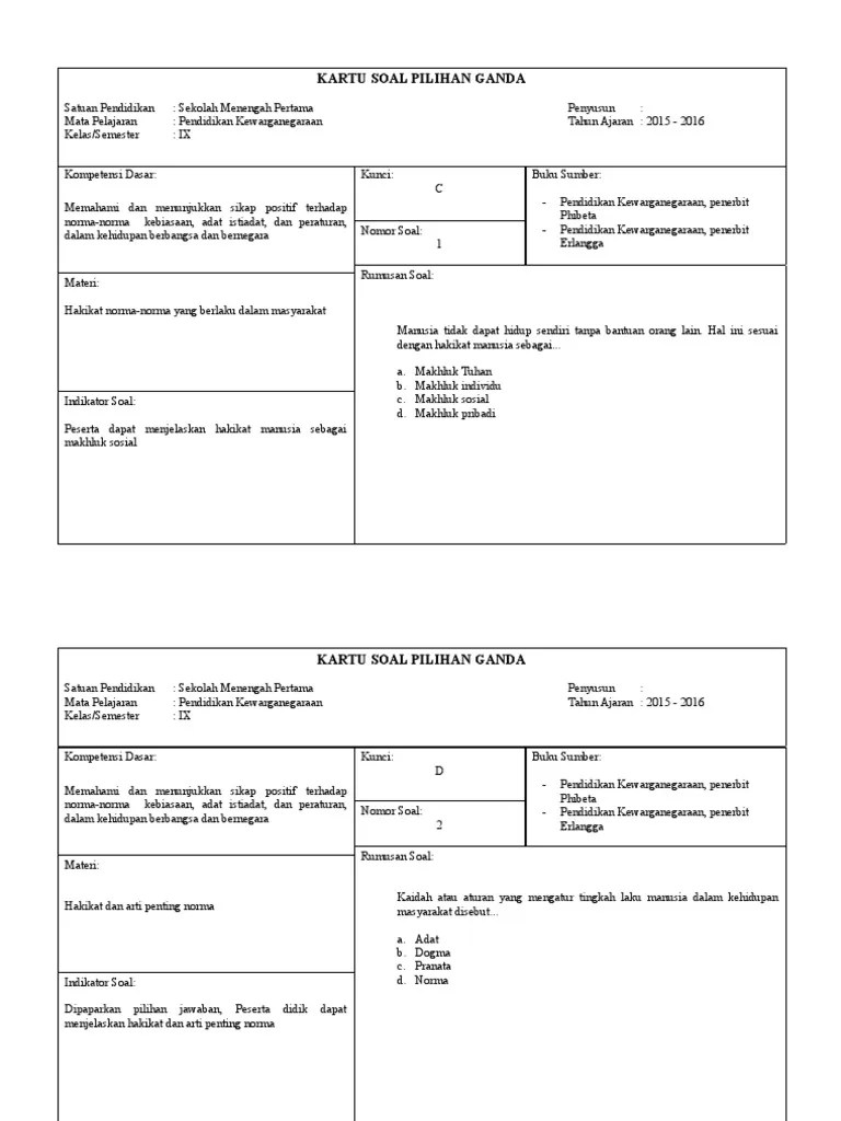 Apabila dalam melewati contoh tes ini dapat dilakukan dengan mahir maka kami sarankan untuk mengikuti ujian yang sebenarnya serta mendapatkan sertifikat. Contoh Soal Ujian Sekolah Smp Pkn - Berbagi Contoh Soal