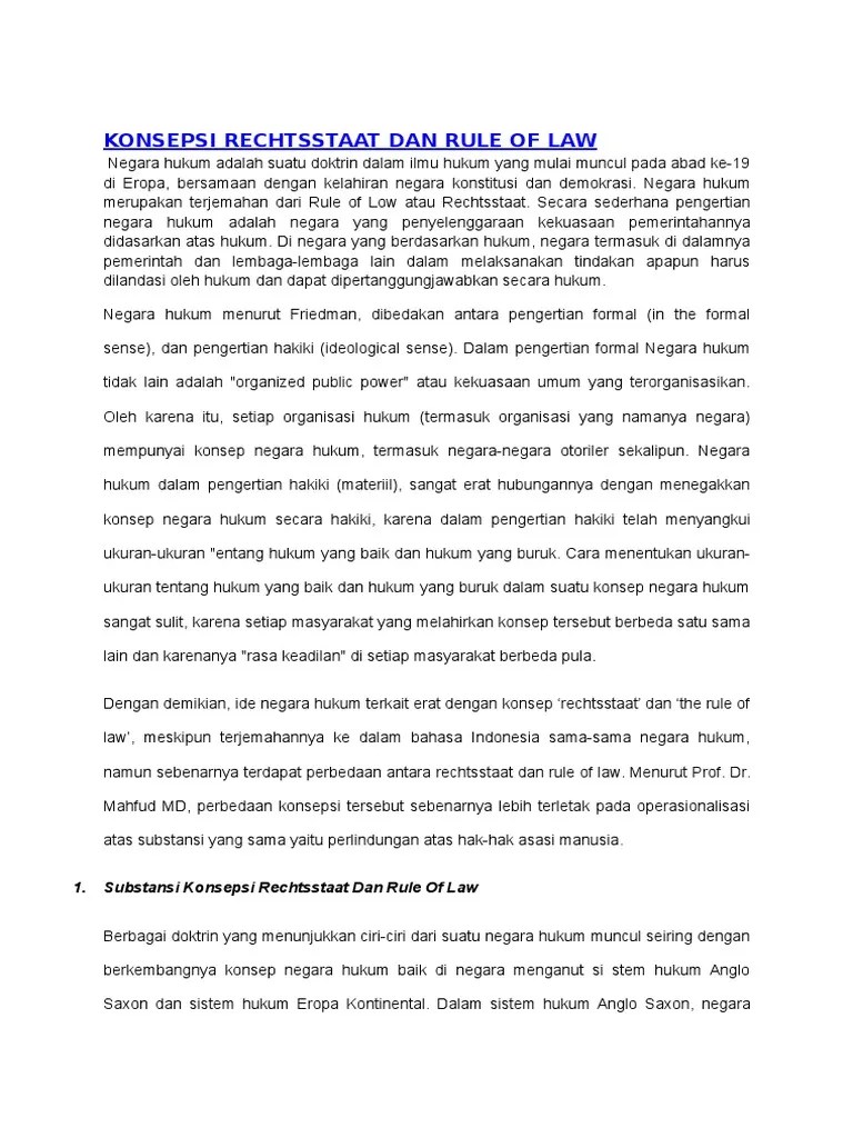 Rechtsstaat Dan Rule of Law | PDF