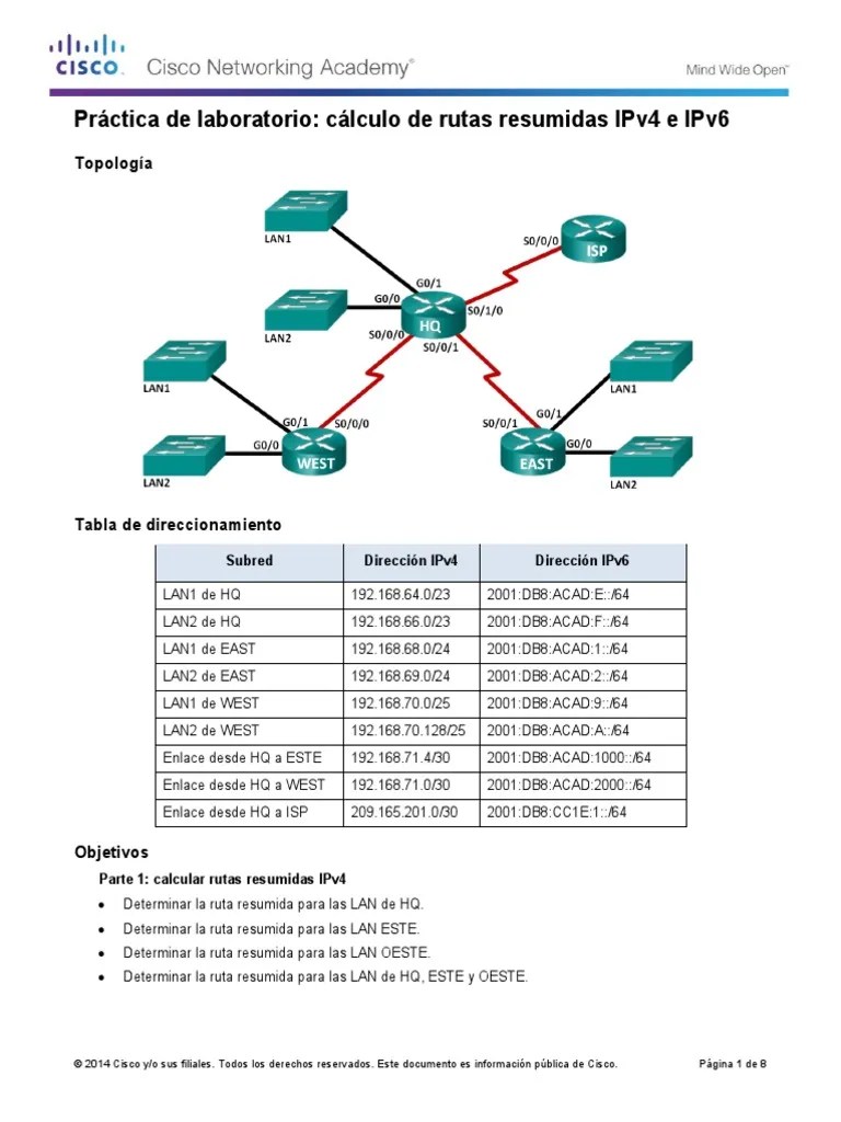 6.4.2.5 Lab - Calculating Summary Routes With IPv4 And IPv6 | PDF ...