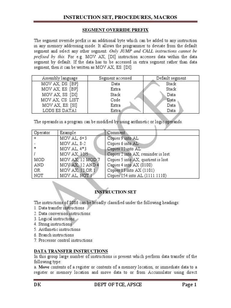 Instruction Set | PDF | Instruction Set | Assembly Language