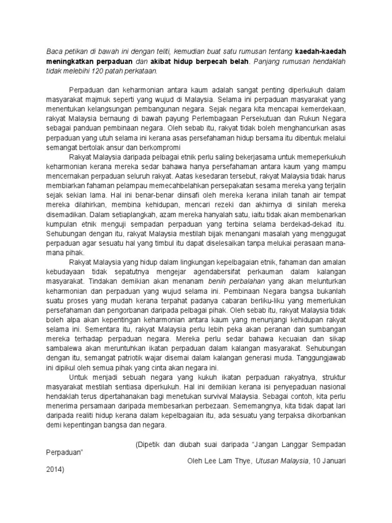 Utamakepada kemajuan negara yang kita kecapi sekarang. Rumusan Pdf