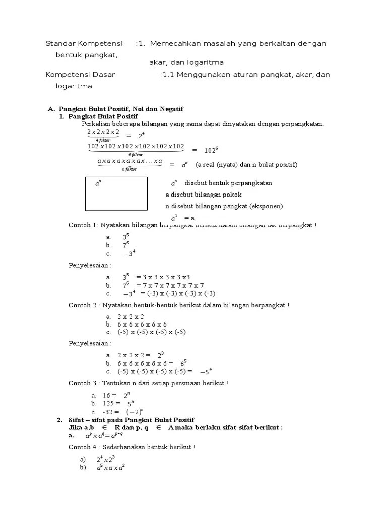 A.pangkat Bulat Positif, Nol Dan Negatif | PDF