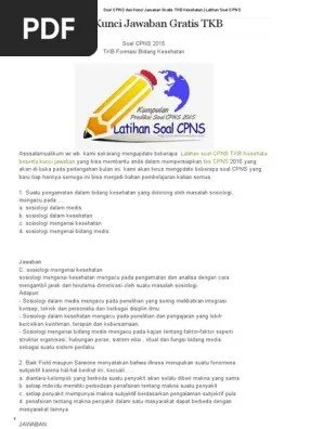 Alasan kedua pernyataan di atas adalah dari yang sebagaimana sobat telah diketahui. Soal Cpns Dan Kunci Jawaban Gratis Tkb Kesehatan Latihan Soal Cpns