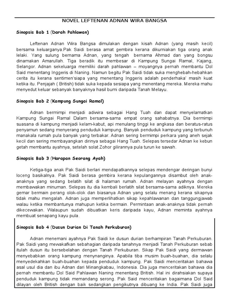 Bab 13 novel leftenan adnan tingkatan 4. Novel Leftenan Adnan Wira Bangsa Pdf