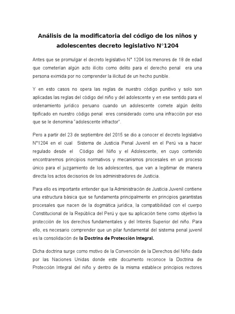Análisis De La Modificatoria Del Código De Los Niños Y Adolescentes ...