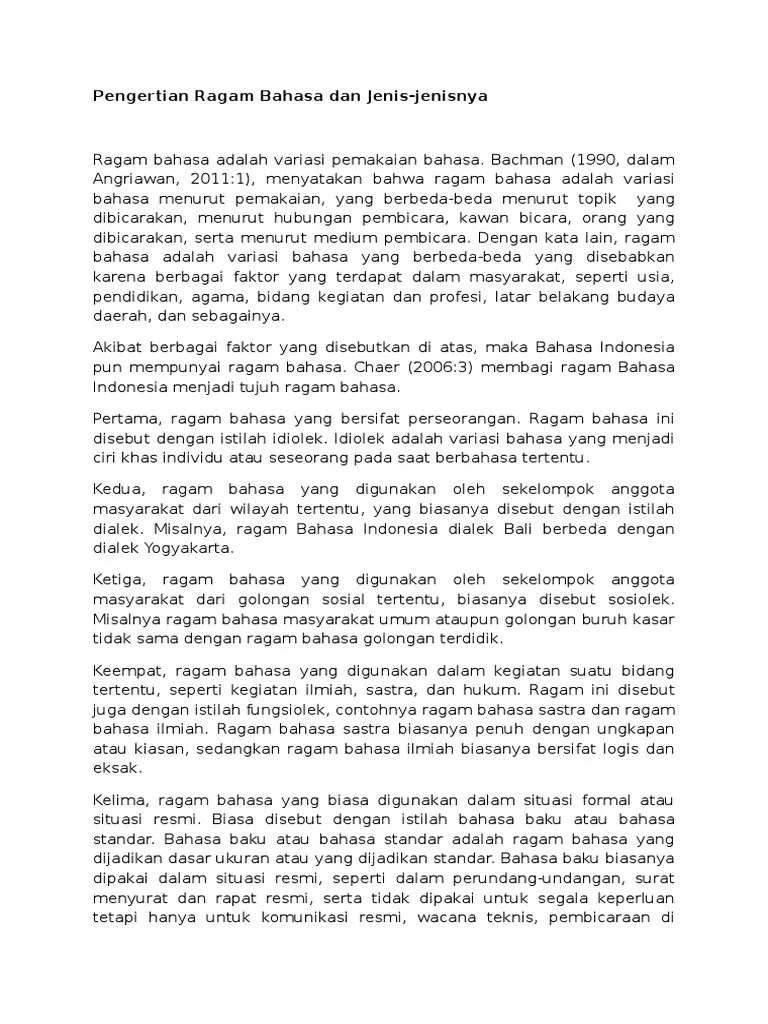 Ragam Bahasa | PDF