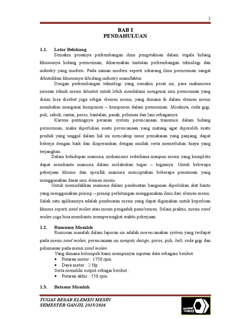 Mampu mengerjakan basic design elemen mesin pemindah. Laporan Praktikum Elemen Mesin Pdf