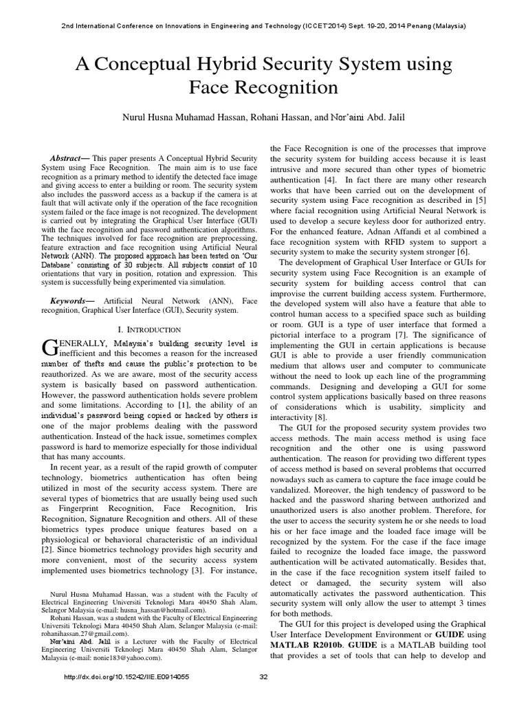 A Conceptual Hybrid Security System Using Face Recognition | PDF ...