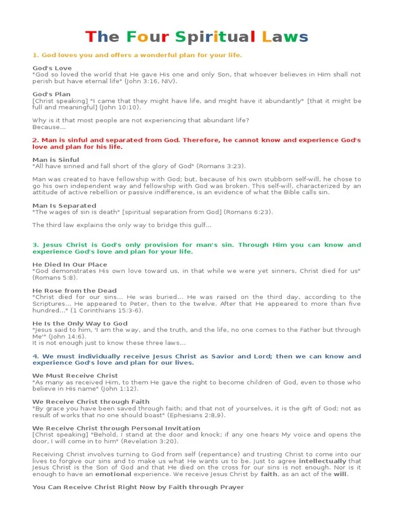 The Four Spiritual Laws | PDF | Eternal Life (Christianity) | Jesus