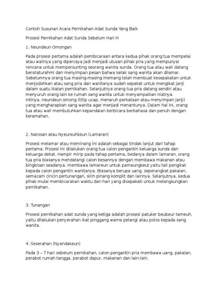 Sejauh yang saya ketahui, teks sungkeman acara pernikahan ada beberapa jenis dilihat dari sudut pandangnya. Naskah Pernikahan Adat Sunda Contoh Susunan Panitia Pernikahan Beserta Susunan Acaranya Pernikahan Asia