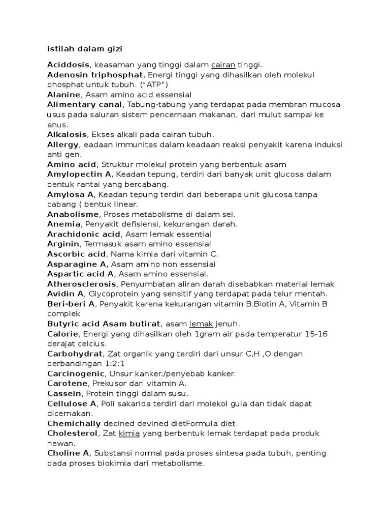 Istilah Dalam Gizi | PDF
