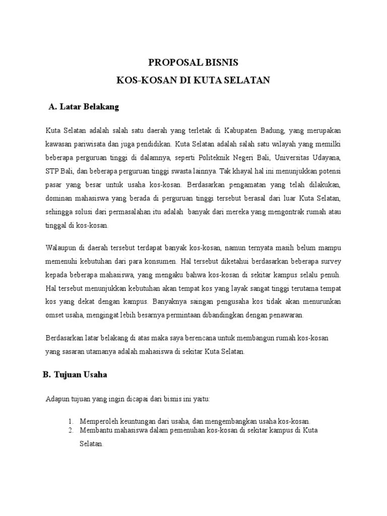 Pertumbuhan sektor jasa ini telah berkembang ke berbagai bidang usaha, salah. Contoh Proposal Usaha Rumah Kost Tulisan