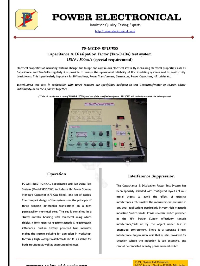 Tan Delta And Capacitance Test Set For Ht Generator Motor