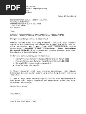 Surat Rayuan Lhdn 1 Pdf 
