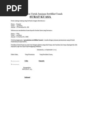 Contoh Surat Kuasa Tanah Dari Orang Tua Ke Anak Nusagates 