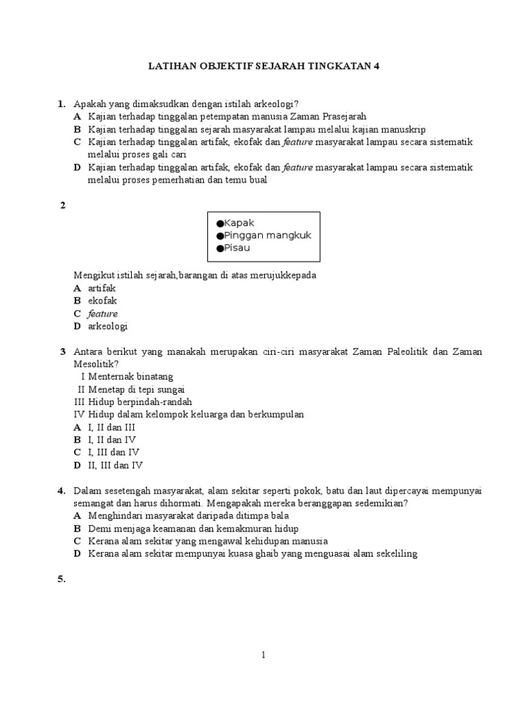 Latihan objektif sejarah tingkatan 4 / bab 2 : Soalan Objektif Sejarah Tingkatan 4 Kssm Bab 4 Kimaku
