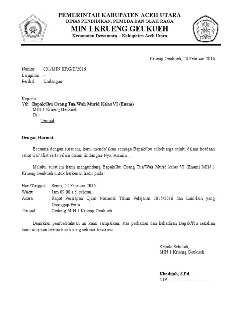 Silahkan di download surat undangan rapat komite dan wali murid kelas xi dan xii tp . Contoh Surat Undangan Rapat Untuk Orang Tua Wali Murid Pdf