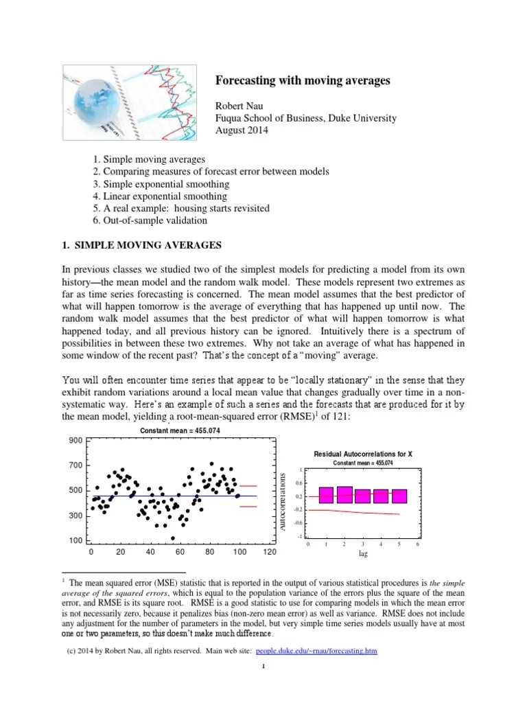 Notes On Forecasting With Moving Averages - Robert Nau | Download Free PDF | Errors And ...