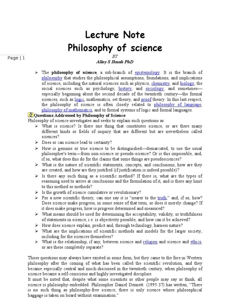 Lecture Notes On PHL 205 Philosophy Of Science. | PDF | Science | Occam's Razor