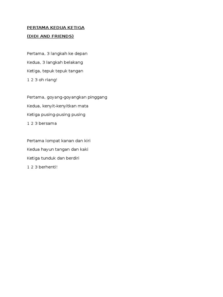 Aku yang tidak kau ini itu dan di anda akan apa dia saya kita untuk mereka ada tahu dengan bisa dari tak kamu kami adalah ke ya orang tapi harus pergi baik dalam sini. Lirik Lagu Pertama Kedua Ketiga Didi And Friends Pdf