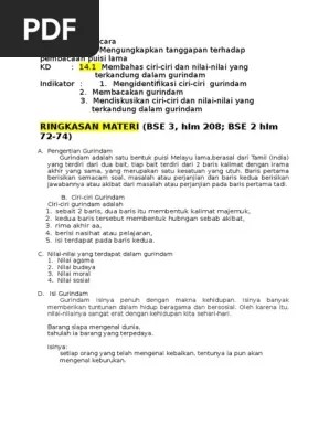 Orang india membawa karya pendek ini. Berbicara 14 1 Membahas Ciri Dan Nilai Gurindam