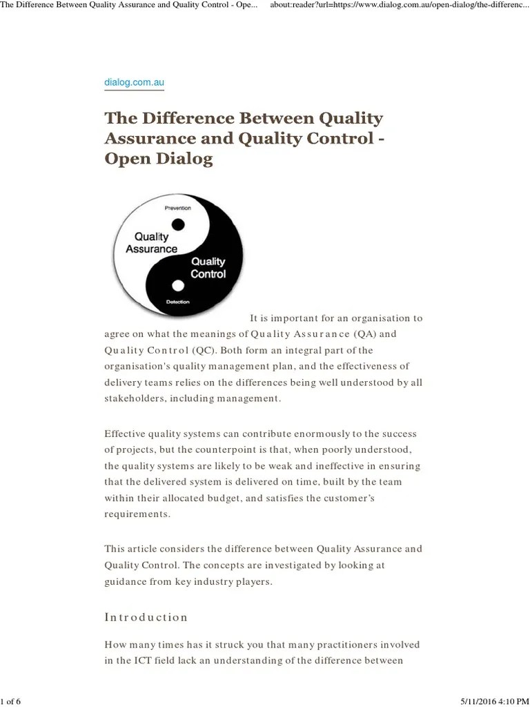 The Difference Between Quality Assurance And Quality Control - Open ...