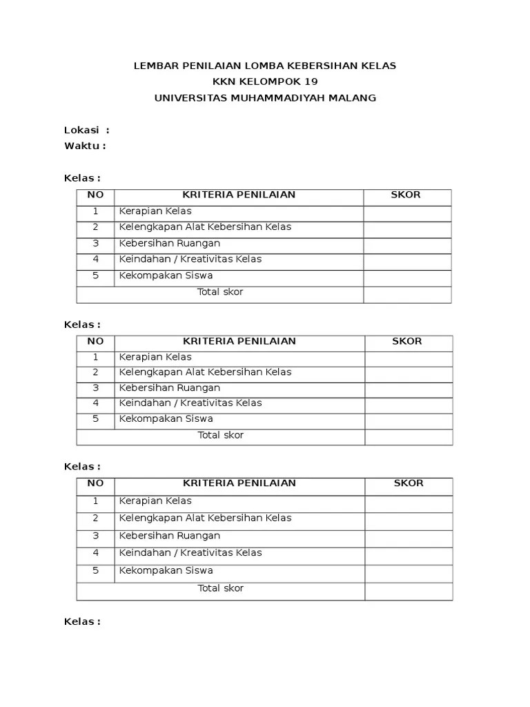 Memuat 4 tingkat kemampuan, yakni: Contoh Format Penilaian Dekorasi Kelas Cek Bahan Bangunan
