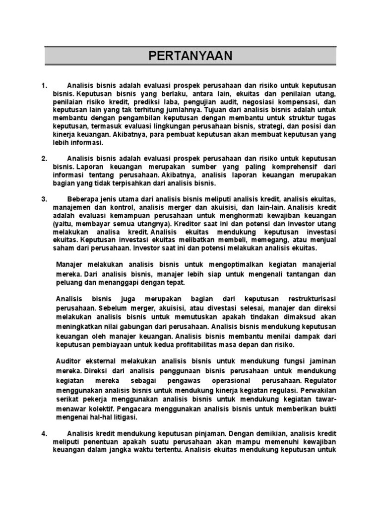 The role, history, and direction of management. Contoh Soal Dan Jawaban Akuisisi Saham Barisan Contoh