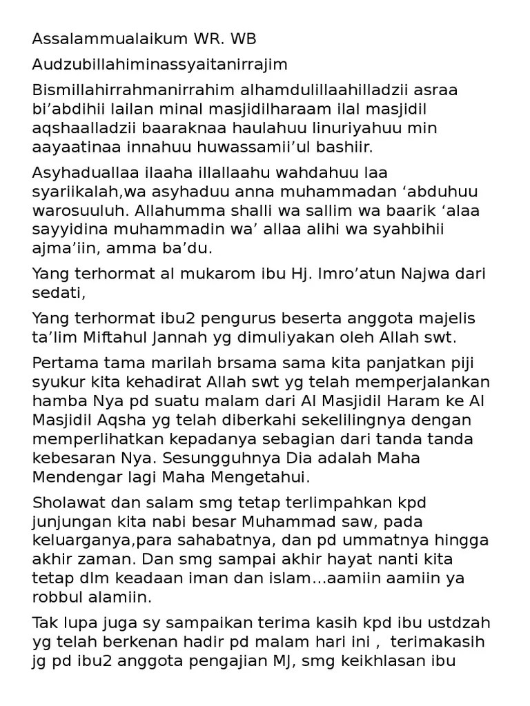 Mc isra mi'raj di masjid. Teks Mc Acara Isra Miraj Di Sekolah Kumpulan Referensi Teks Pidato