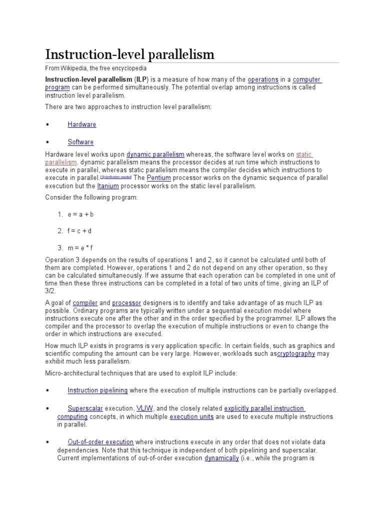 ILP-Instruction Level Parallelism Explained | PDF | Parallel Computing ...