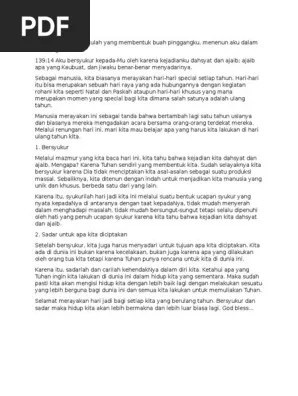 Tetapi sesudah ia melahirkan anaknya, ia tidak ingat lagi akan . Kotbah Renungan Hari Jadi Pdf