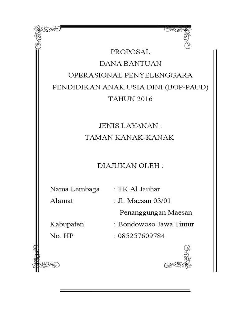 Contoh Proposal Bop Paud Info Guru Cute766