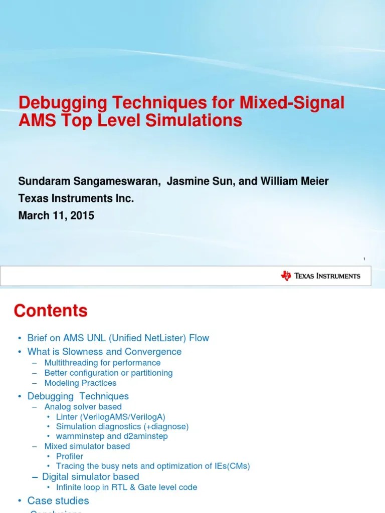 Debugging Techniques For Optimizing Mixed-Signal AMS Simulations | PDF ...
