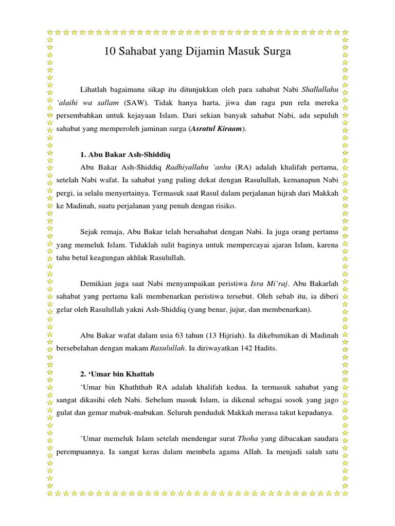 Hadits Umar Bin Khattab Tentang Sahabat - Gambar Islami