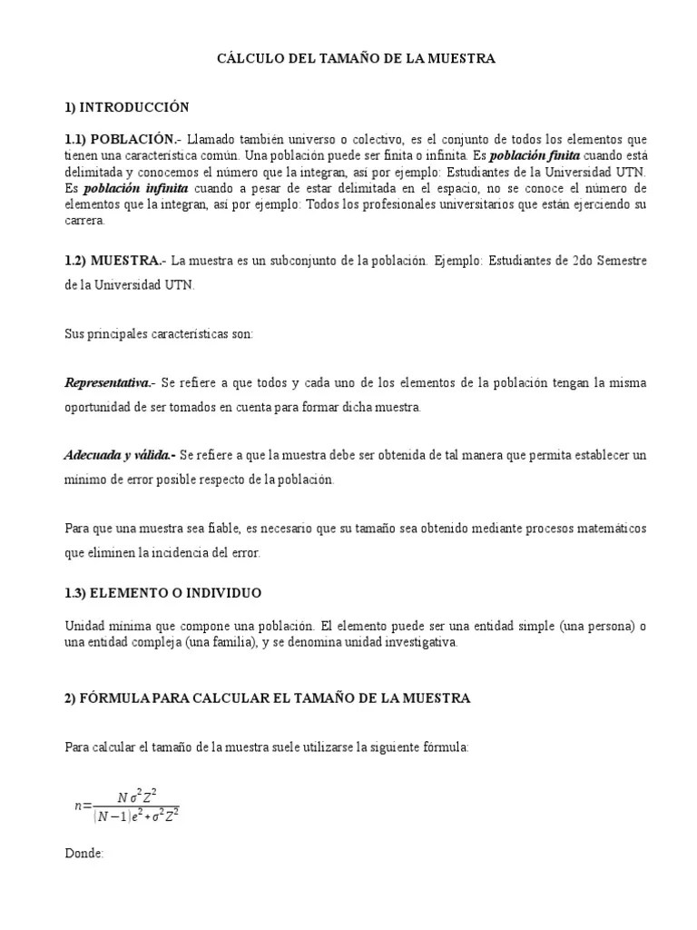 Cálculo Del Tamaño De La Muestra | PDF