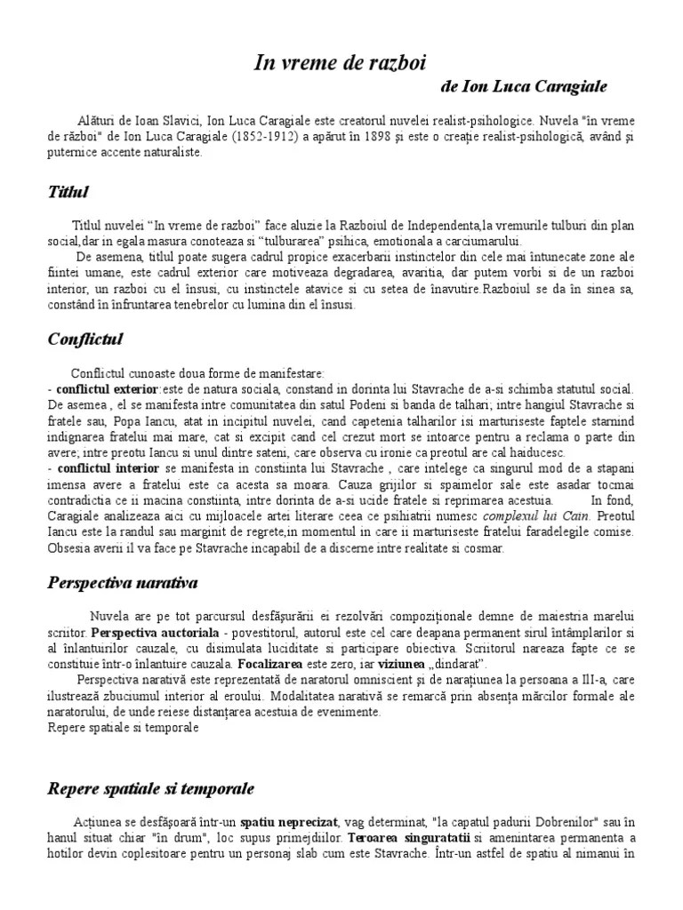 In vreme de razboi de ion luca caragiale de ion luca caragiale sinteza, referat, eseu, . Civilization Petal Rather Monolog Interior In Vreme De Razboi Theartbarsalyersville Com