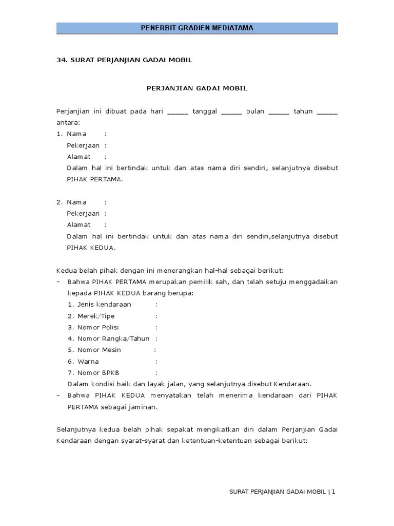 Contoh surat over kredit mobil informasi seputar dunia format 1237 x 1600 pixel. Surat Perjanjian Gadai Mobil