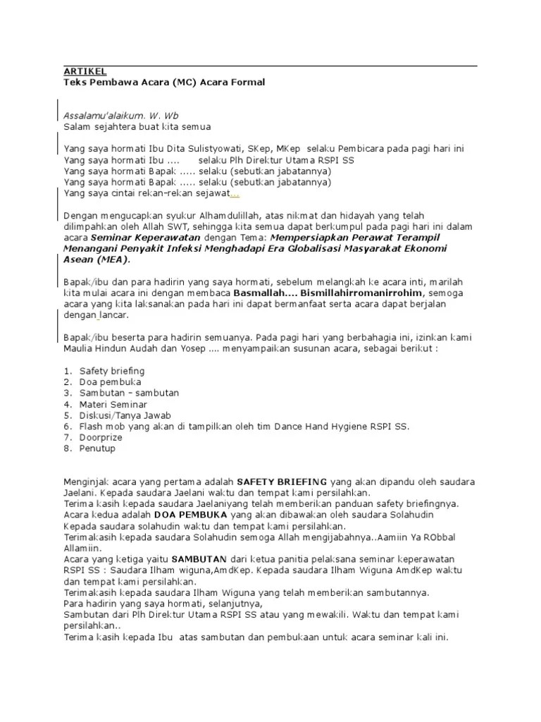 Naskah Pembawa Acara Ok | PDF