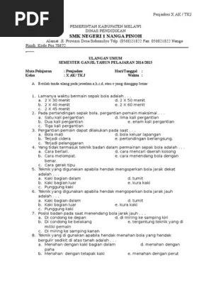 Teknik yang digunakan apabila hendak mengoperkan bola jarak dekat ialah …. Soal Ulum Sma N 01 Kelas X Smstr 1