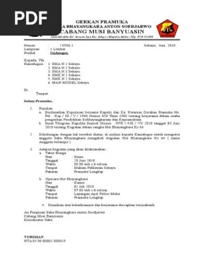 Contoh surat izin perkemahan dan absesi gerakan pramuka pasukan penggalang gugus depan sma 5 tanah putih kwarran tanah putih kwarcab rokan hilir alamat . Contoh Surat Undangan Rapat Pramuka Pdf
