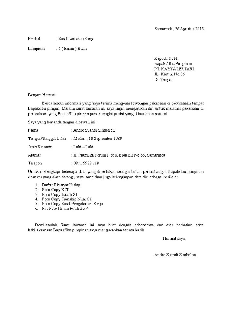 Contoh Surat Lamaran Kerja Tulis Tangan Untuk Pabrik Kumpulan Contoh Gambar 
