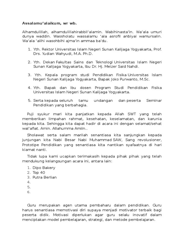 Contoh Mc Acara Seminar Pdf Contoh Teks Moderator Banyak orang yang menyamakan MC atau pembawa acara dengan moderator padahal keduanya sedikit berbeda.