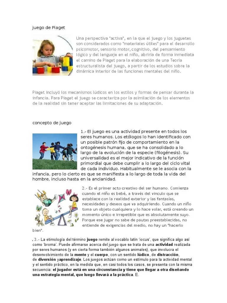 Juego De Piaget | Descargar Gratis PDF | Homo Sapiens | Ciencia Cognitiva