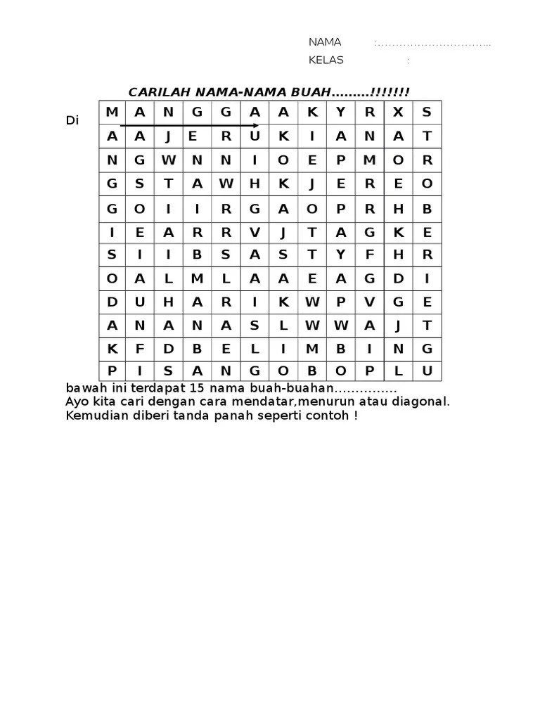 Carilah Nama Buah Dan Tts Pramuka | PDF