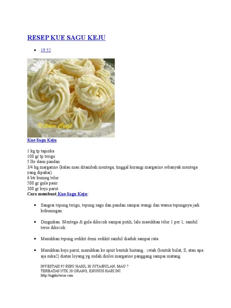 · 1/ aduk mentega, margarin, dan telur . Resep Kue Sagu Keju Endess