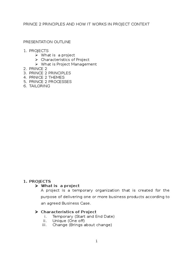 Presentation On PRINCE 2 Project Management Methodology | PDF | Project ...