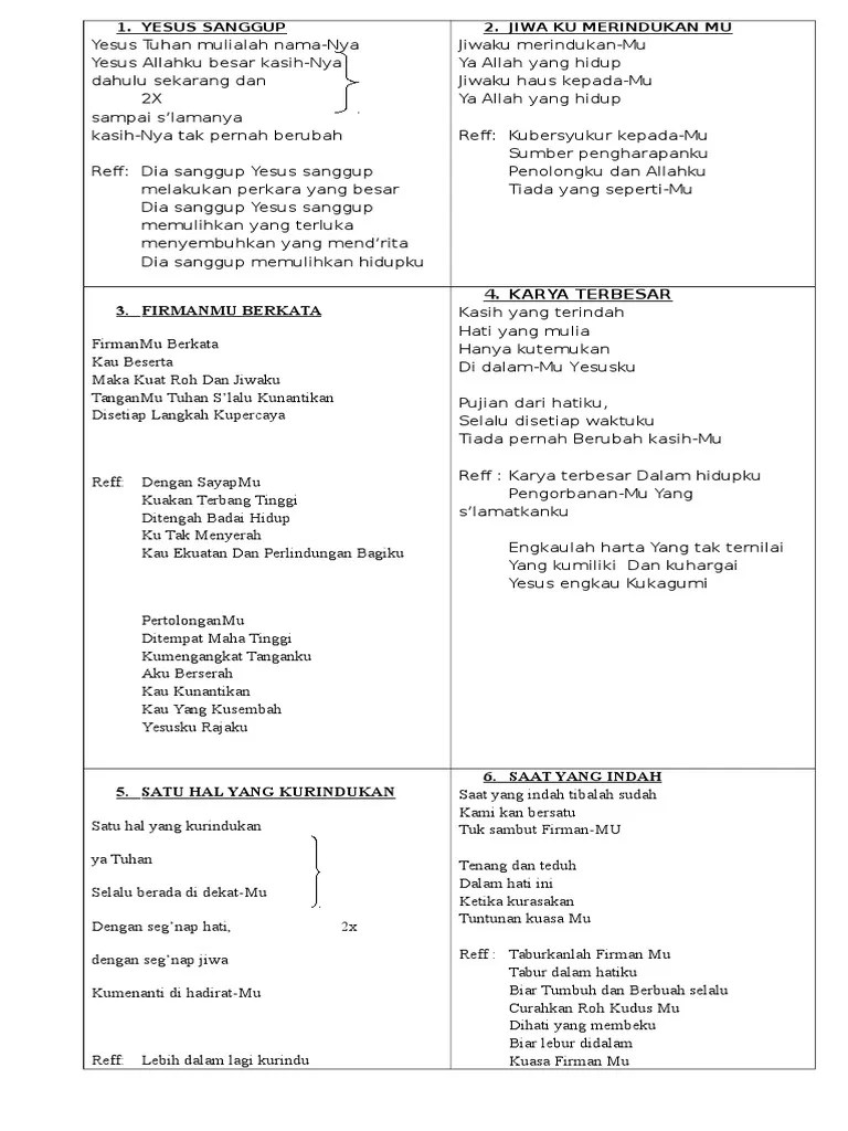 Dalamku tuhan mari menari memuji ungkapkan sukacita di hati kau terbesar dan mulia ajaib semua perbuatanmu kau terbesar dan mulia biarlah semua memujimu. Pujian Penghiburan Pdf